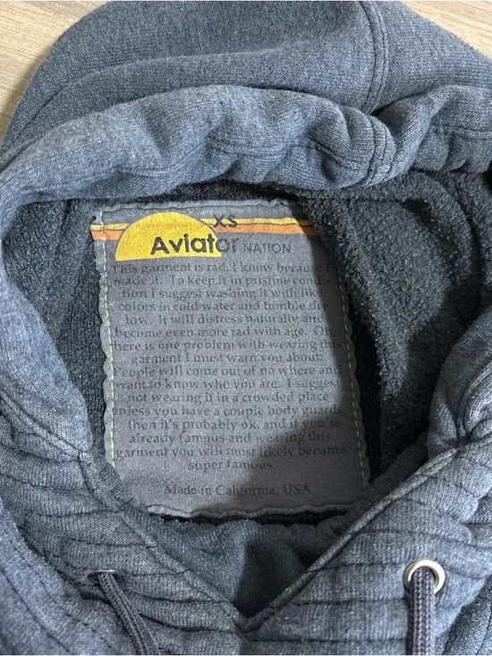 Aviator Nation Ninja Pullover Hoodie Size XS navy Blue - Picture 2 of 2